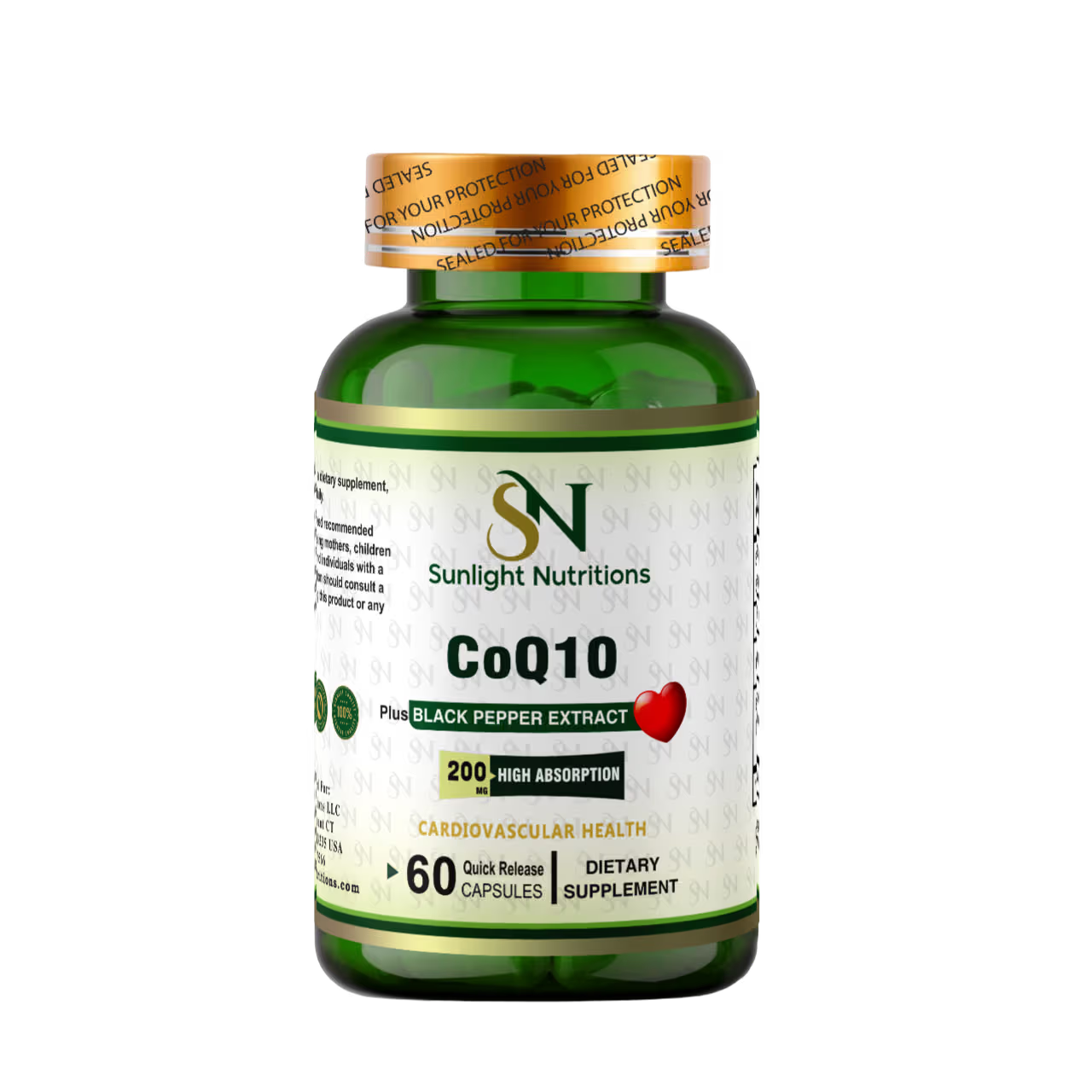 كبسولات CoQ10 بتركيز 200 مجم، 60 كبسولة