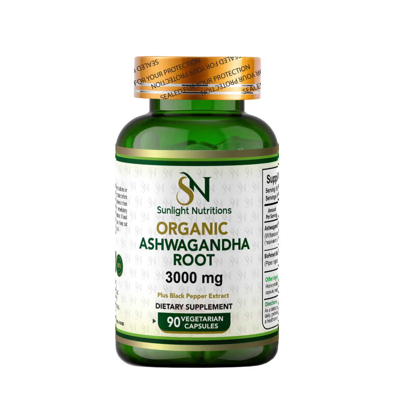 Organic Ashwagandha Root 3000 mg 90 Capsules