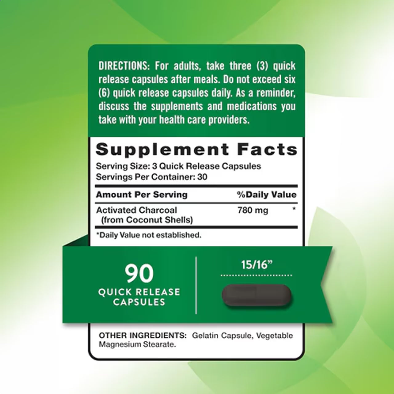 Activated Charcoal 780 Mg 90 Capsules