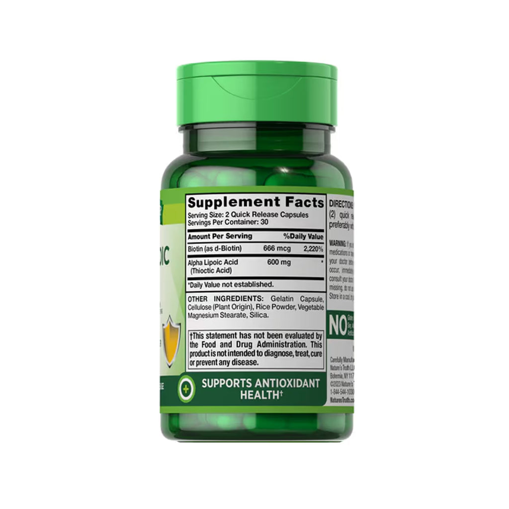 Alpha Lipoic Acid 600 Mg 60 Capsules