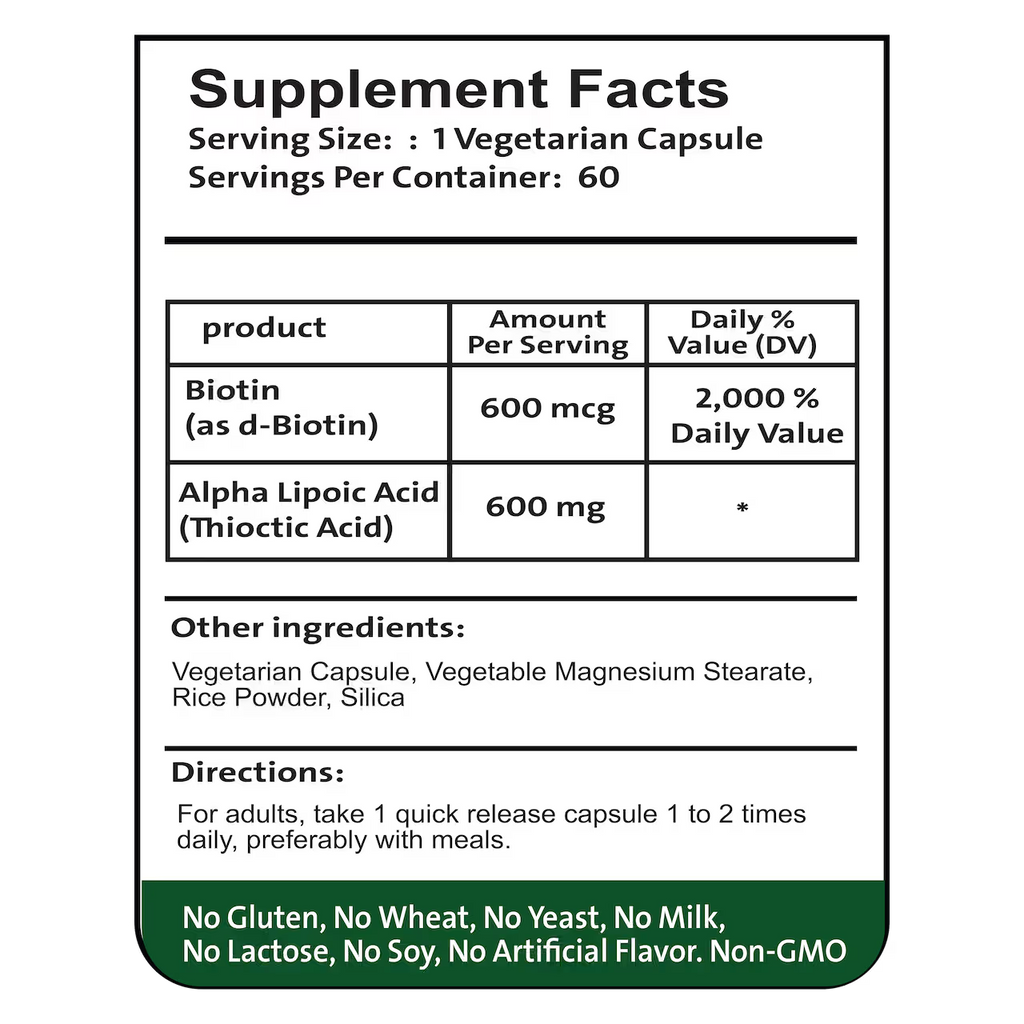 Alpha Lipoic Acid 600 mg 60 Capsules
