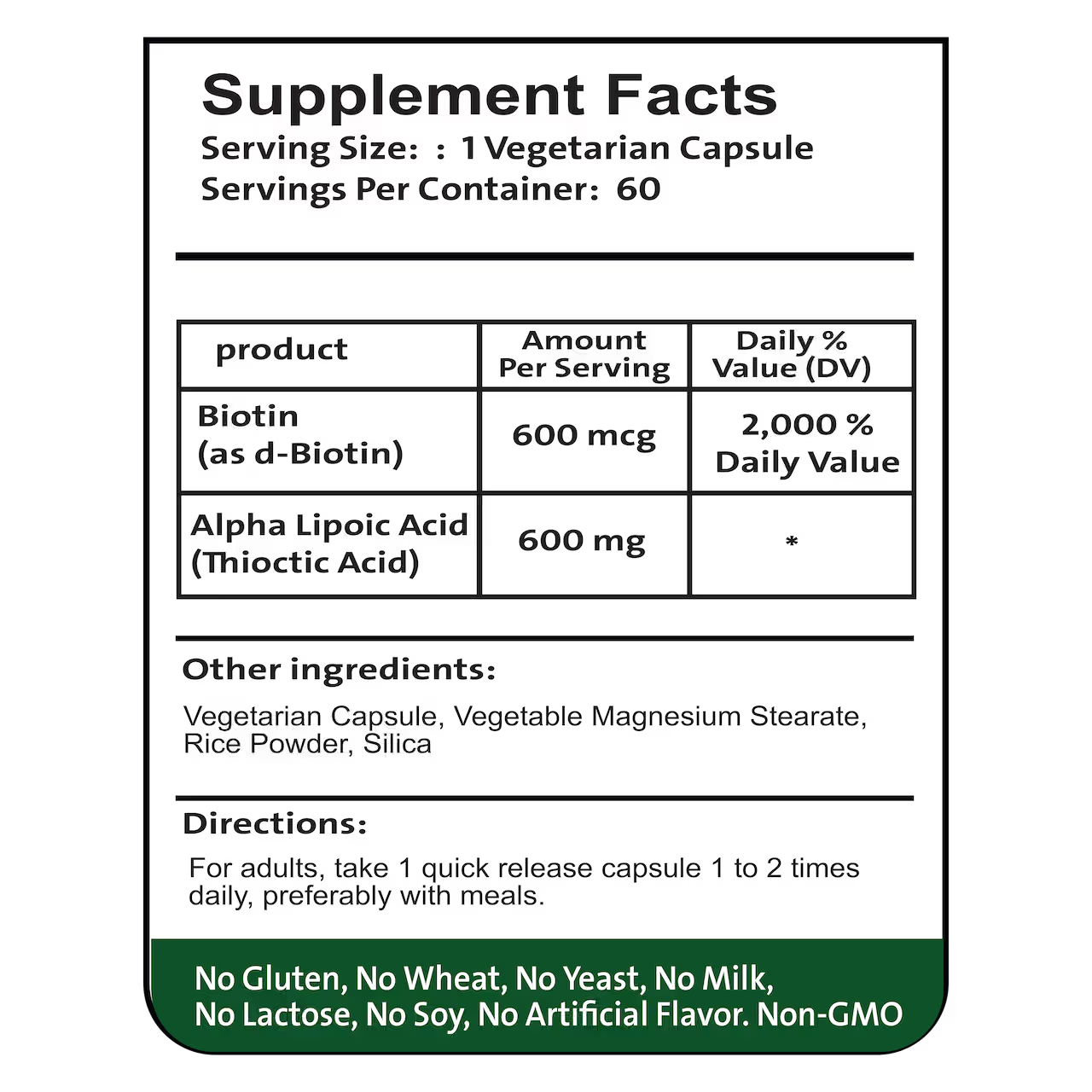 Alpha Lipoic Acid 600 mg 60 Capsules