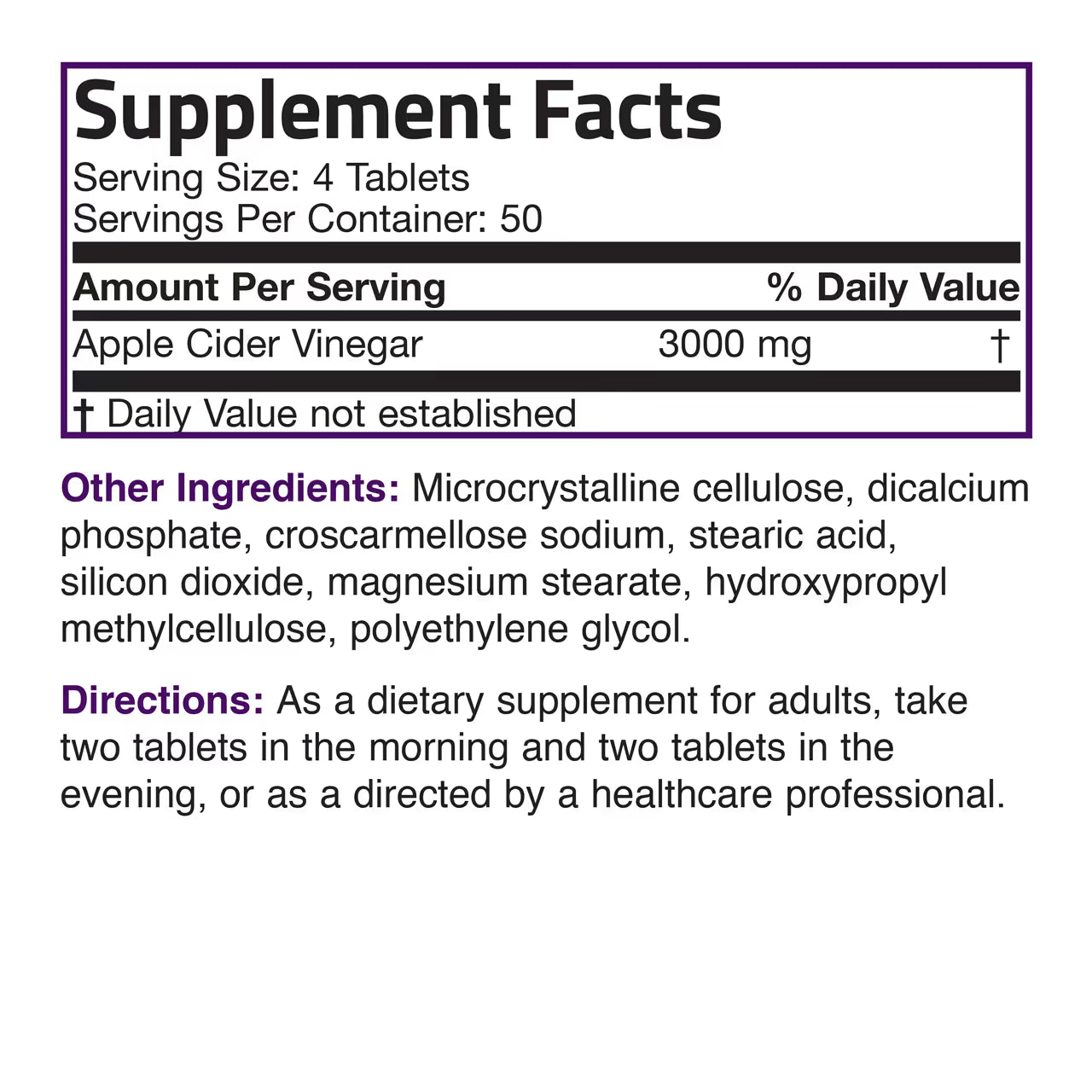 Apple Cider Vinegar 3000 Mg 200 Capsules