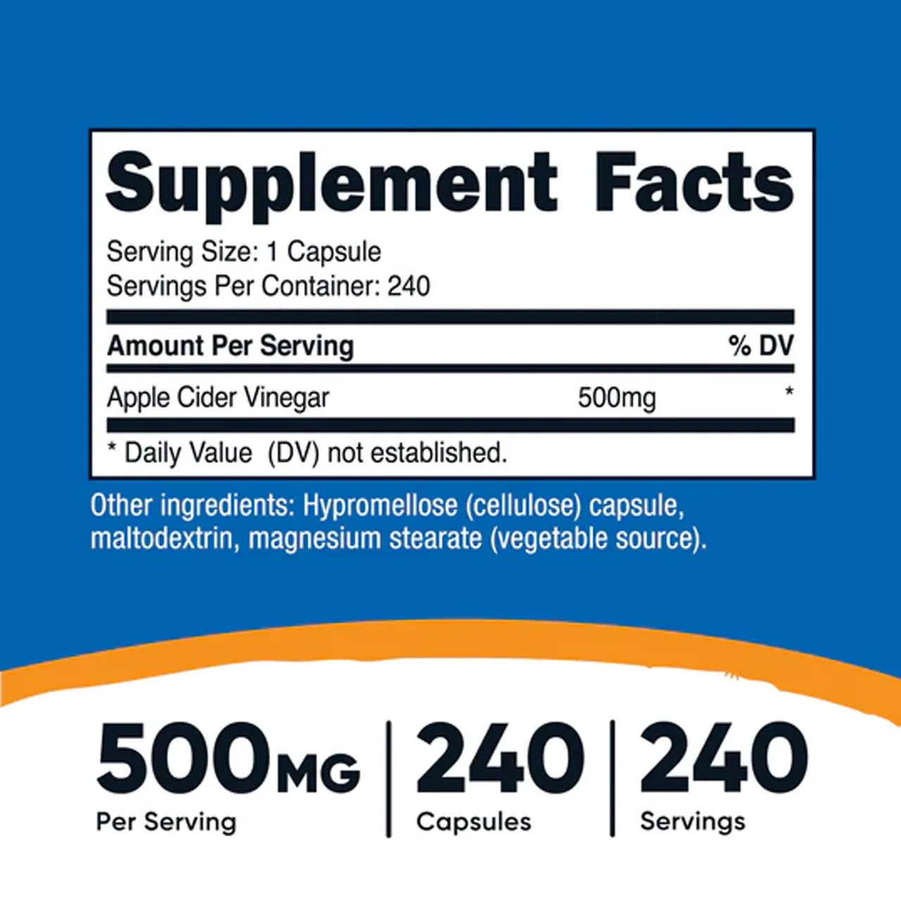Apple Cider Vinegar 500 mg 240 Capsules