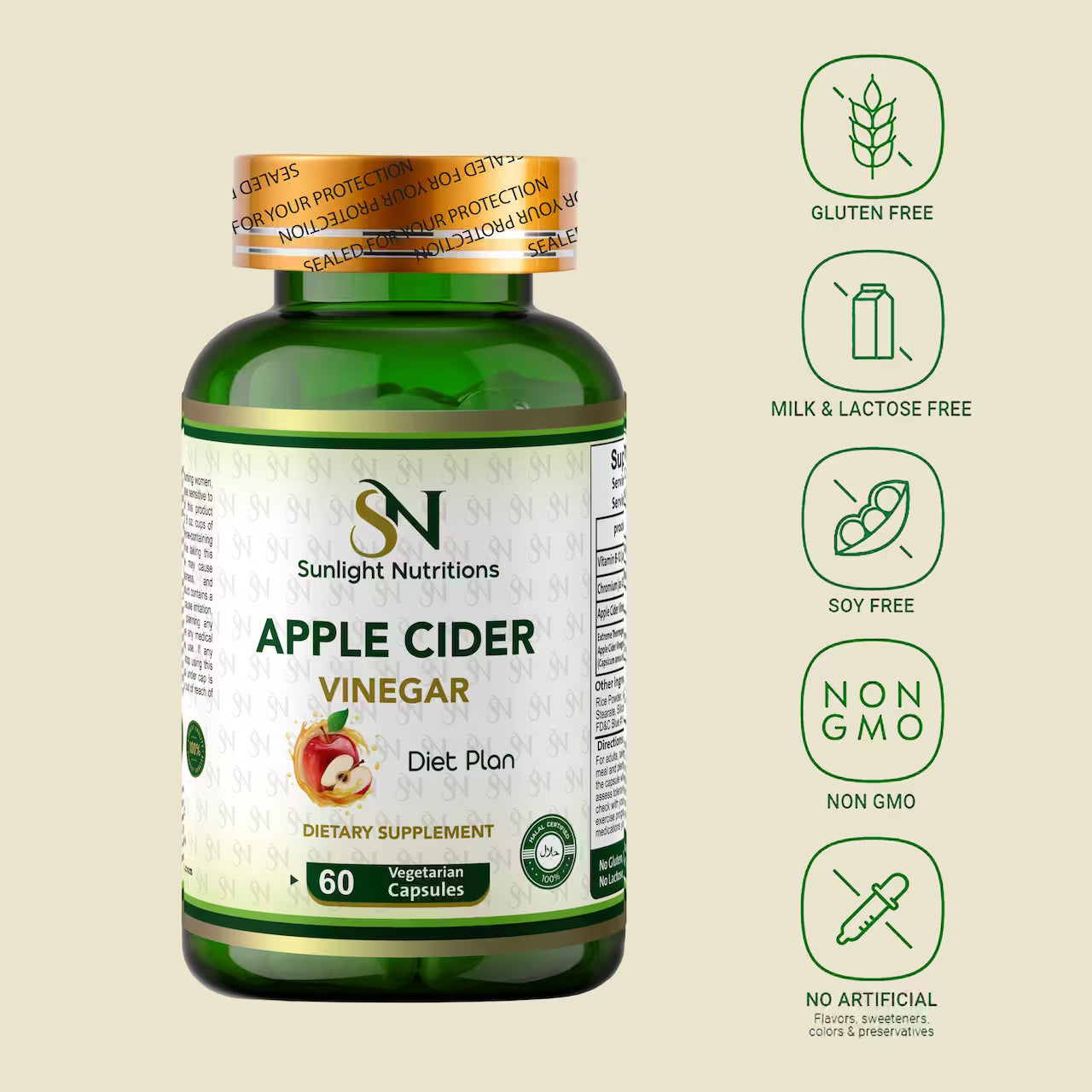 Apple Cider Vinegar 850 mg 60 Capsules