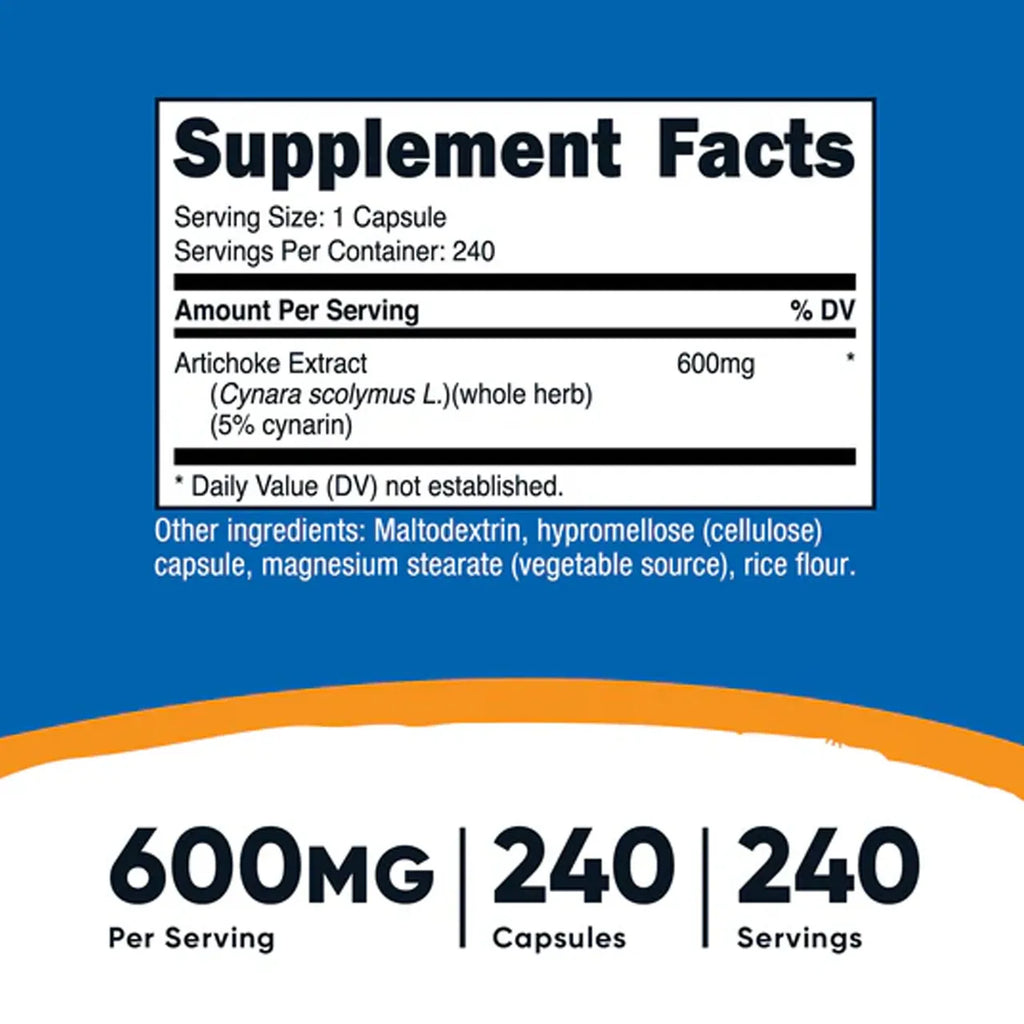 Artichoke Extract 600 mg 240 Capsules
