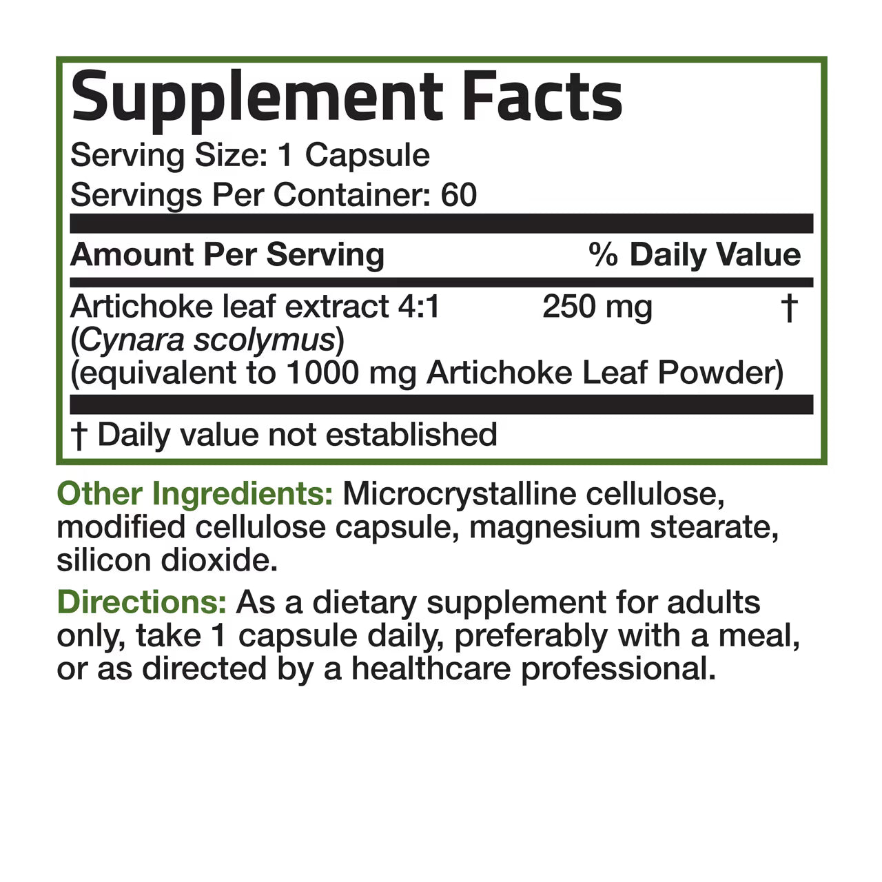 Artichoke Leaf 1000 Mg 120 Capsules