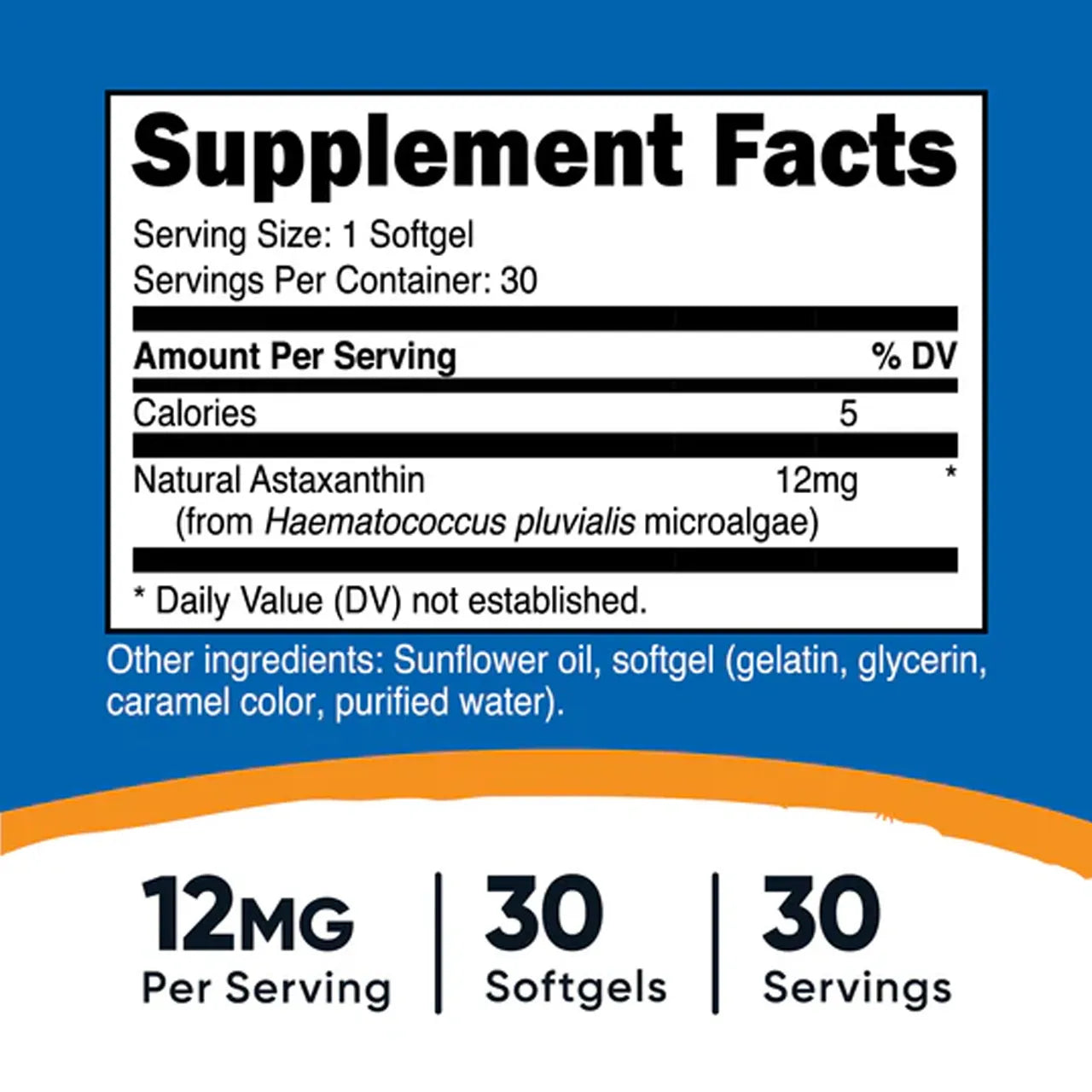 Astaxanthin 12 MG 30 SOFTGELS
