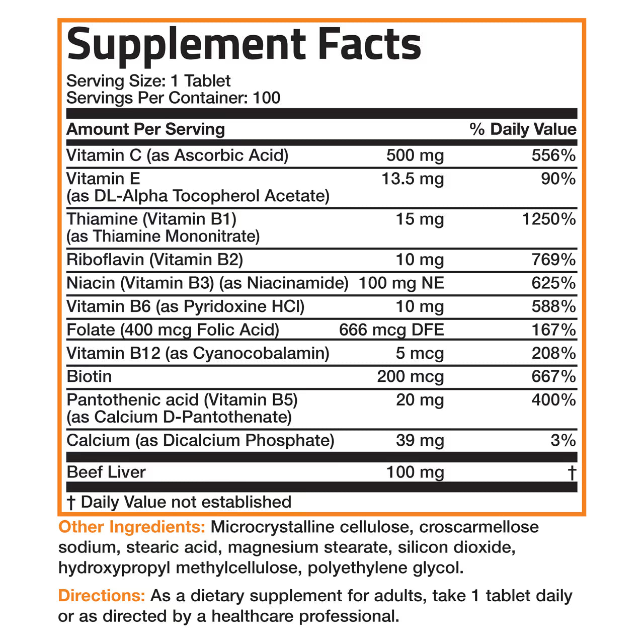 B-Complex Plus Vitamin C & E 100 Capsules
