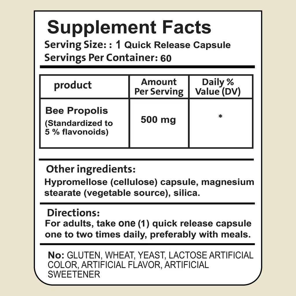Bee Propolis 500 mg 60 Capsules