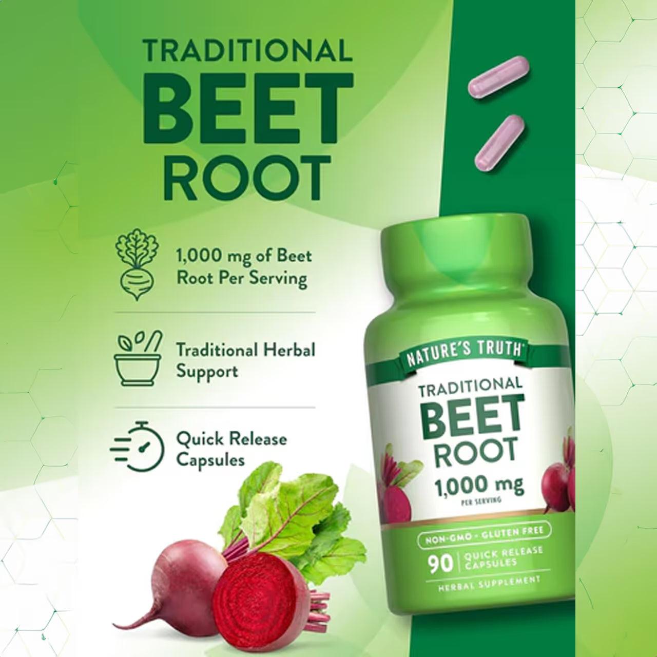 Beet Root 1000 Mg 90 Capsules