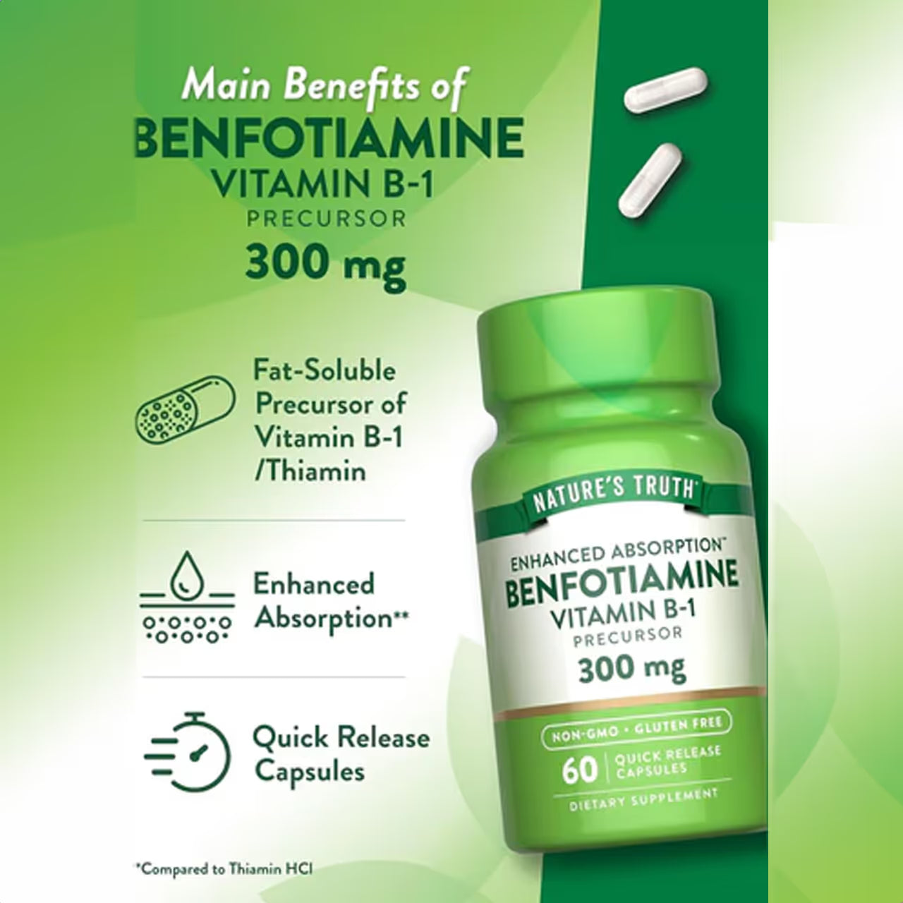 Benfotiamine Vitamin B-1 300 Mg 60 Capsules