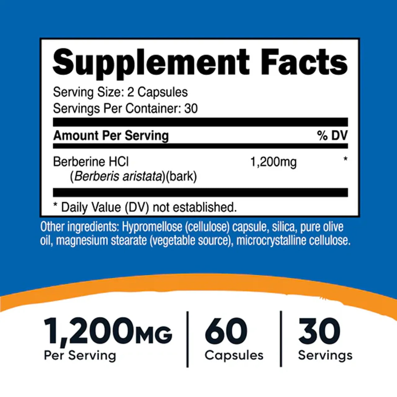 Berberine HCl 1200 mg 60 Capsules