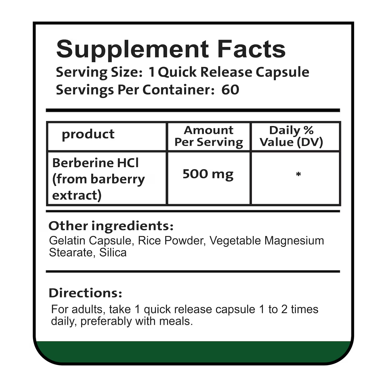 Berberine 500 mg 60 Capsules