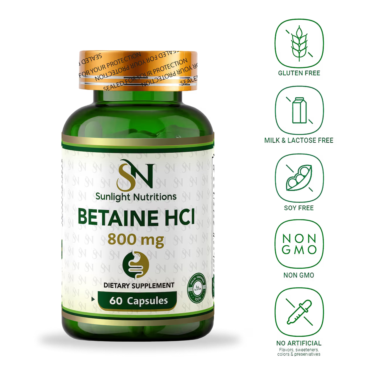 Betaine HCI 800 mg 60 Capsules