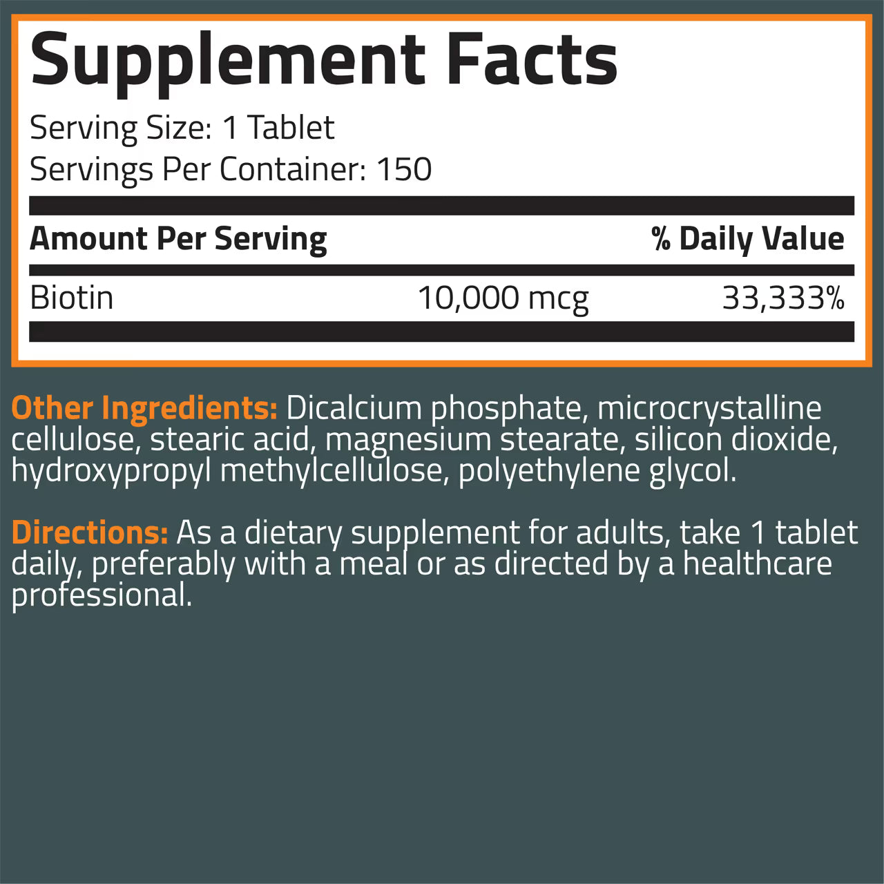 Biotin 10000 MCG 150 Capsules
