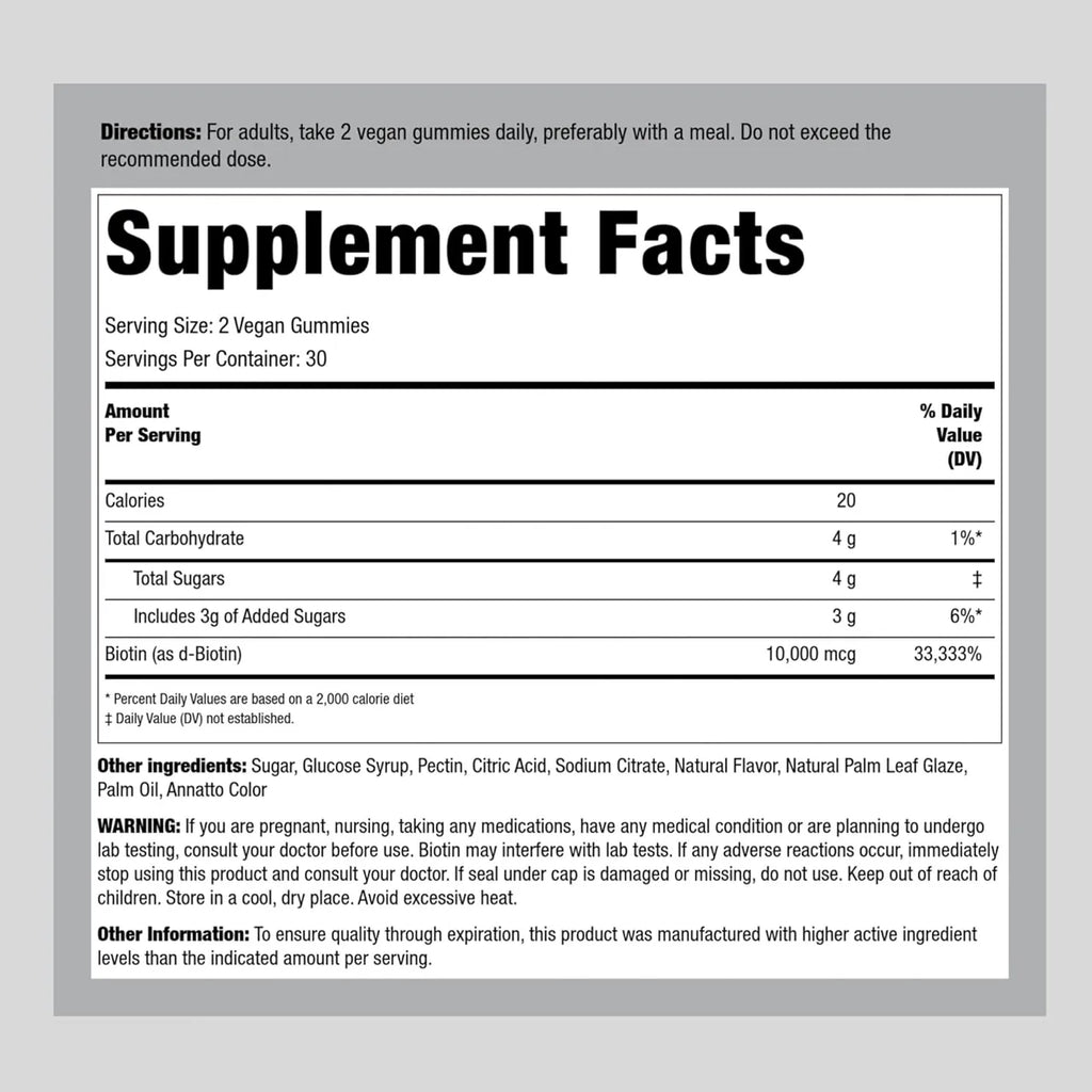 Biotin Gummies 10000 mcg 60 gummies
