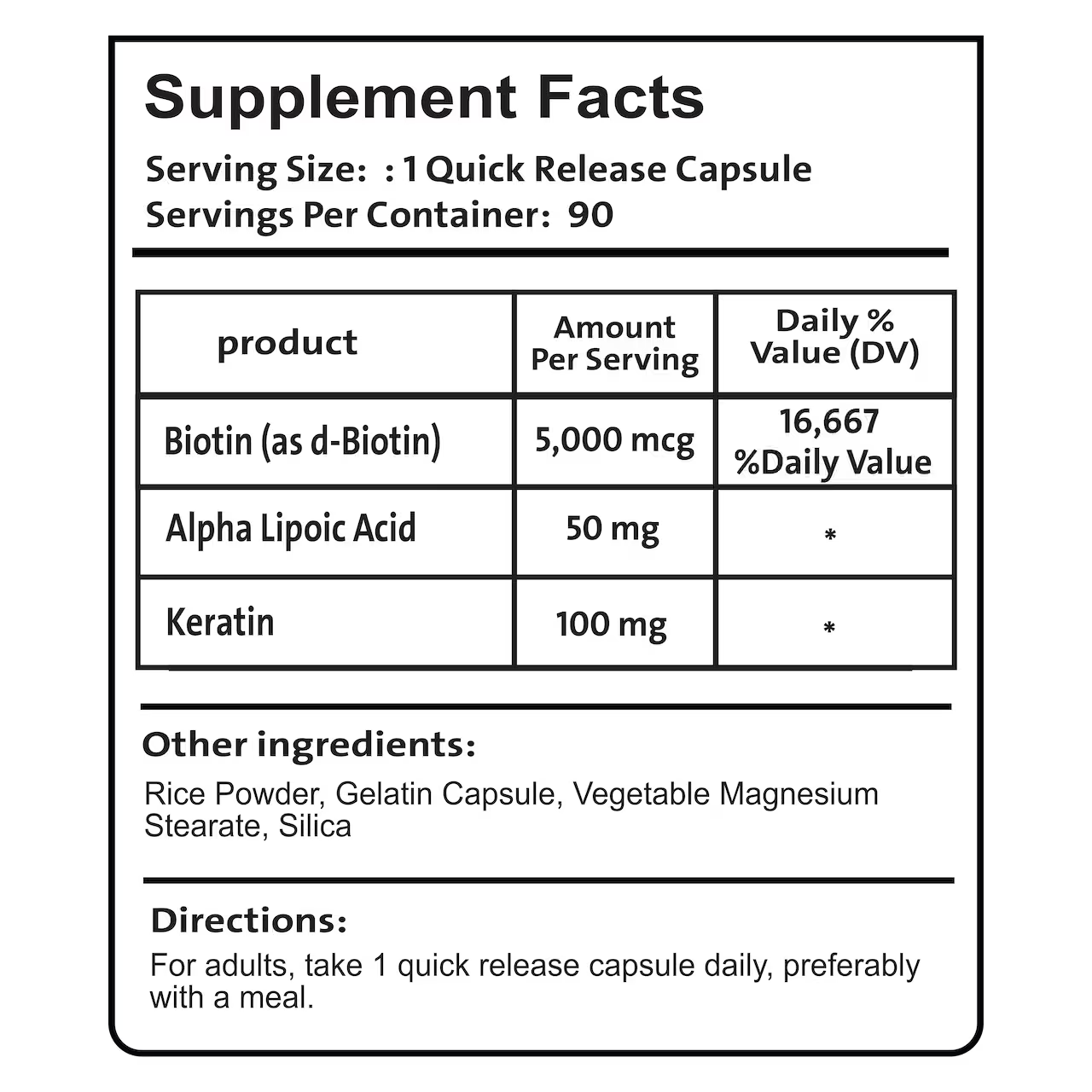 Biotin 5000 MCG 90 Capsules