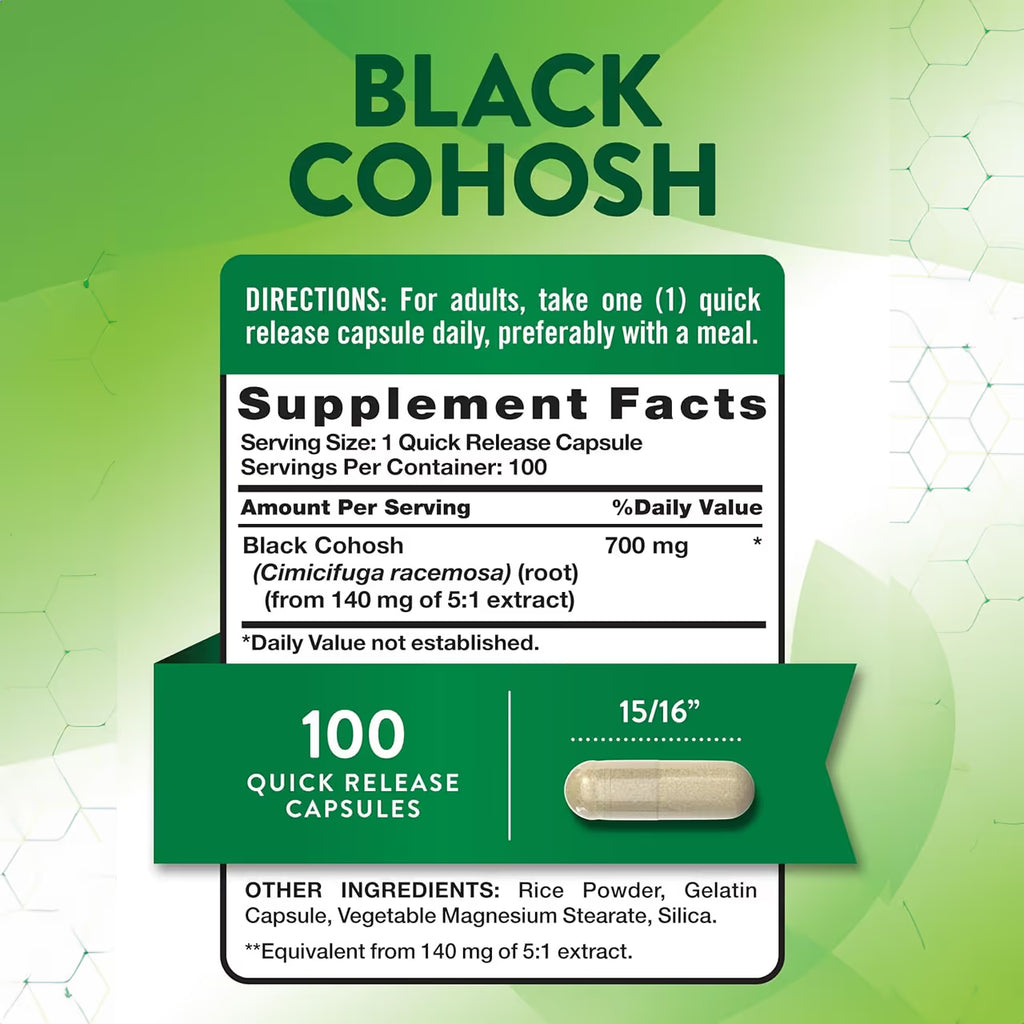 Black Cohosh 700 mg 100 Capsules