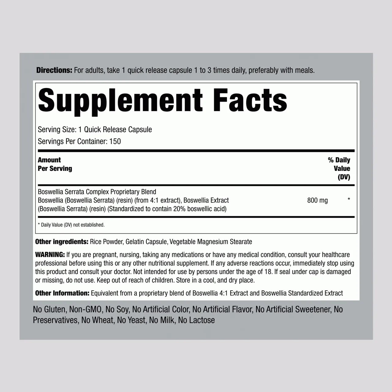 Boswellia Complex 800 MG 150 Capsules