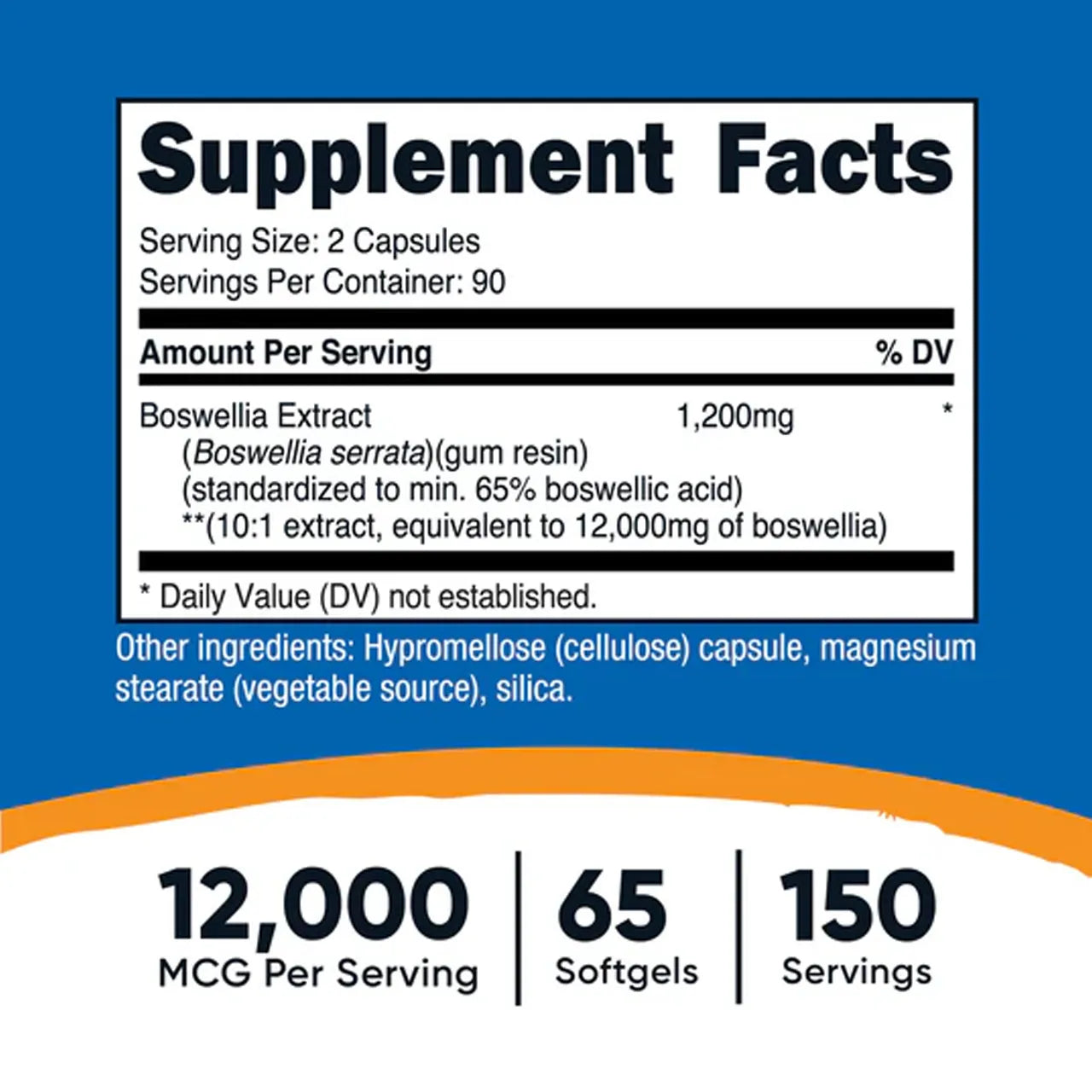 Boswellia Extract 65% Boswellic Acid 12000 mcg 180 Capsules