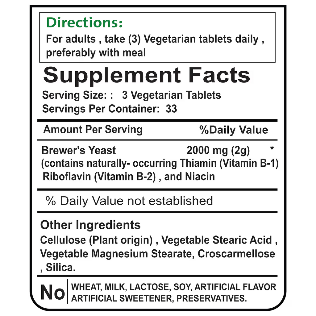 Brewer's Yeast 2000 mg 100 Tablets