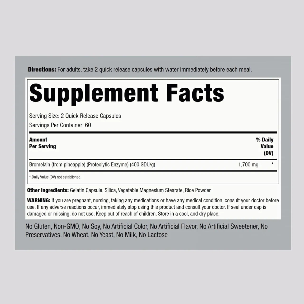 Bromelain 1700 MG 120 Capsules