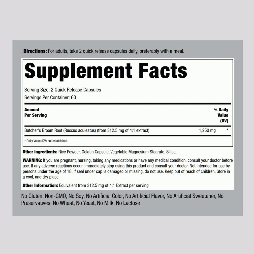 Butcher’s Broom 1250 MG 120 Capsules