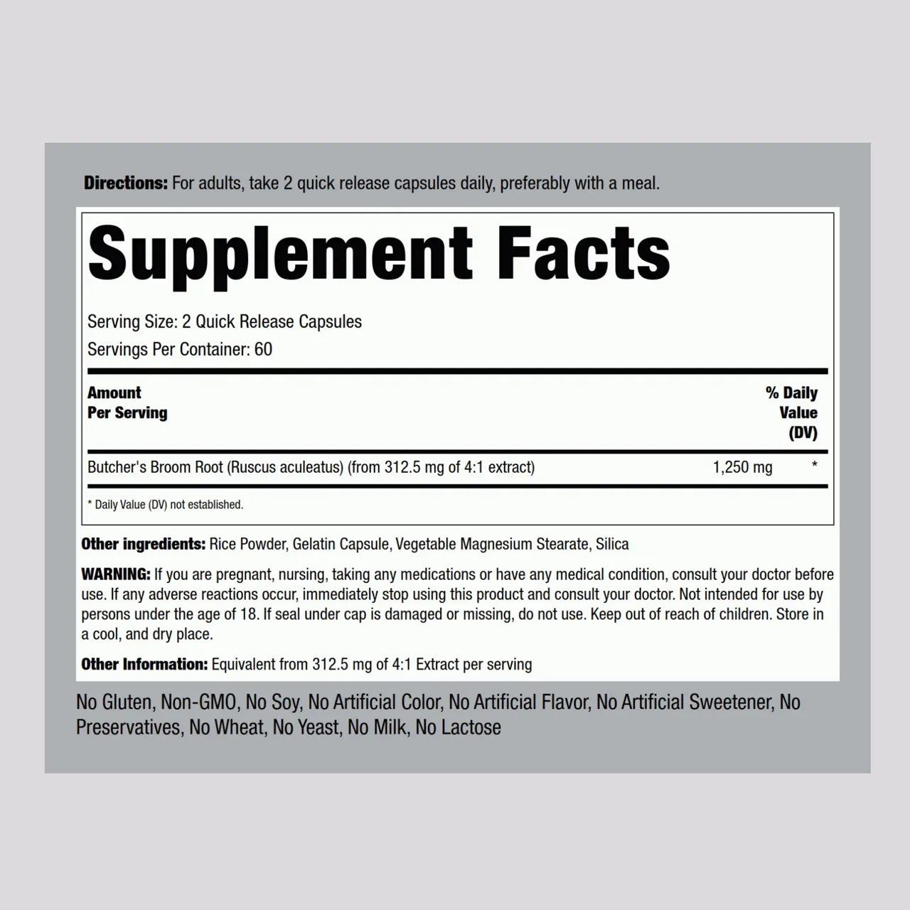 Butcher’s Broom 1250 MG 120 Capsules