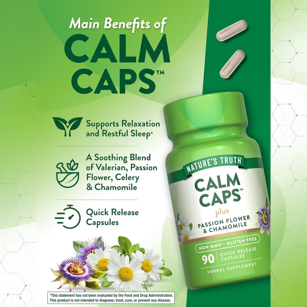 Calm Caps Plus Passion Flower & Chamomile 90 Capsules