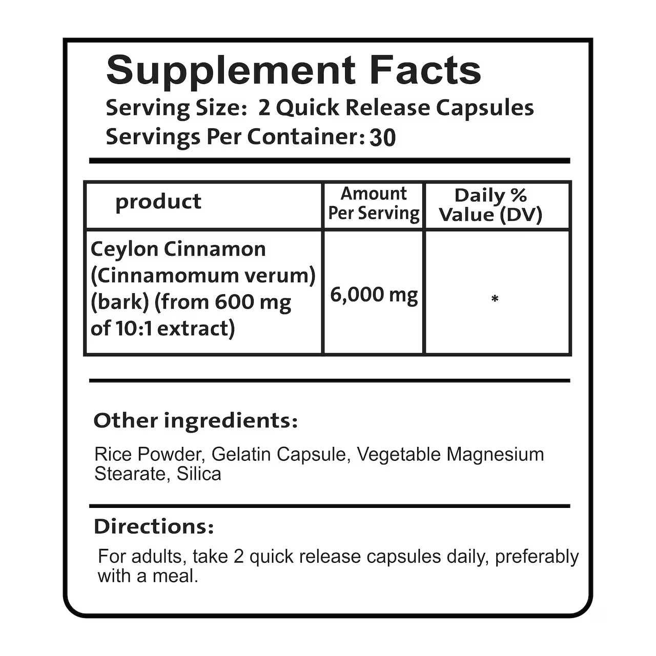 Ceylon Cinnamon 6000 mg 60 Capsules