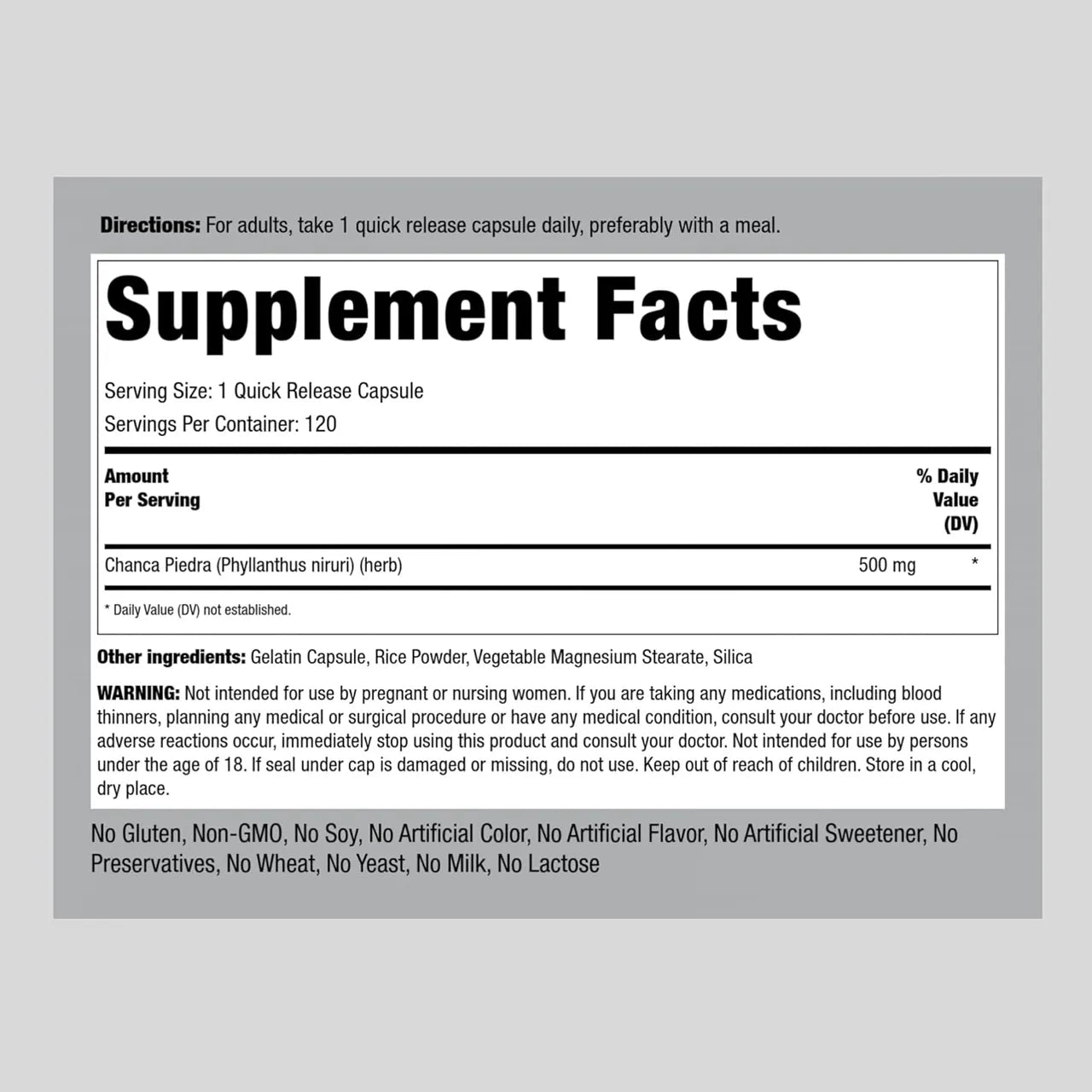 Chanca Piedra 500 MG 120 Capsules