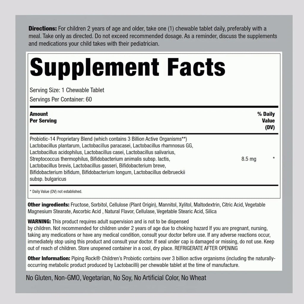 Children’s Probiotic 3 BILLION 60 Chewable Tablets
