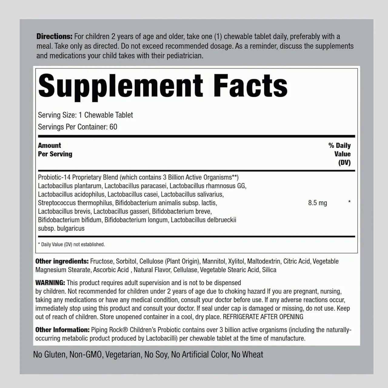 Children’s Probiotic 3 BILLION 60 Chewable Tablets