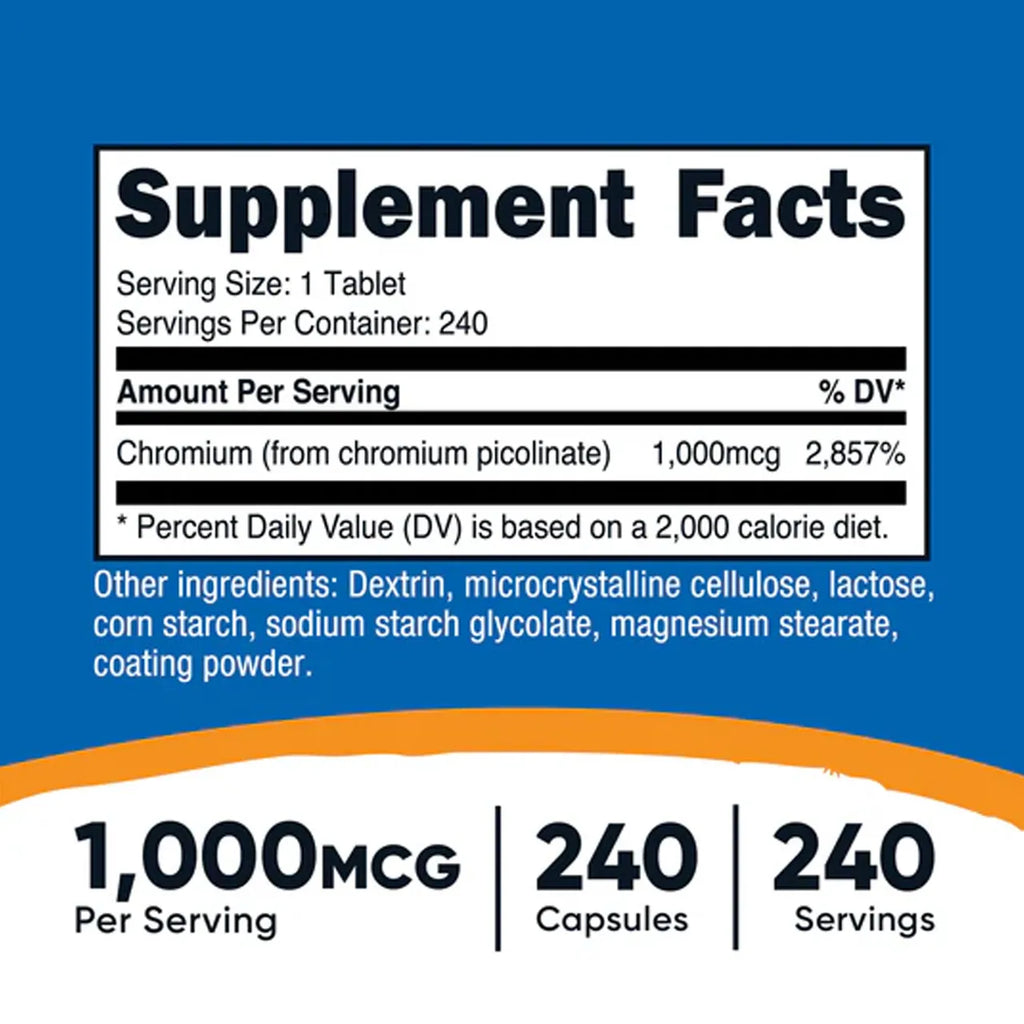 Chromium Picolinate 1000 mcg 240 Tablets