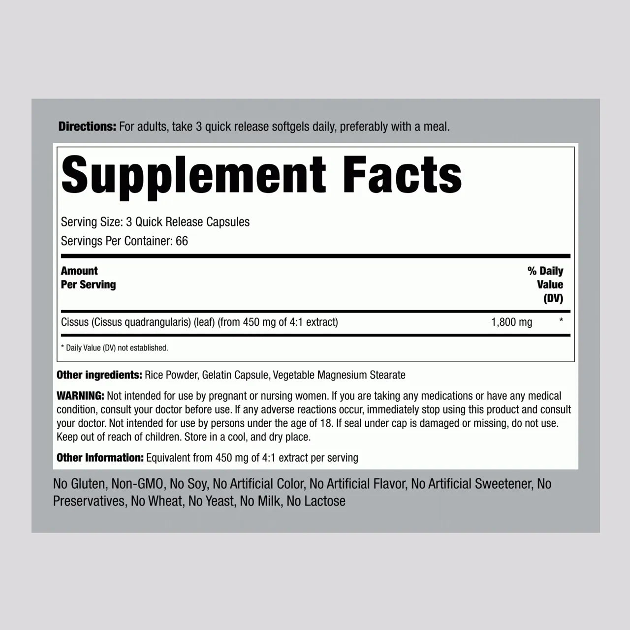Cissus 1800 mg 200 Capsules