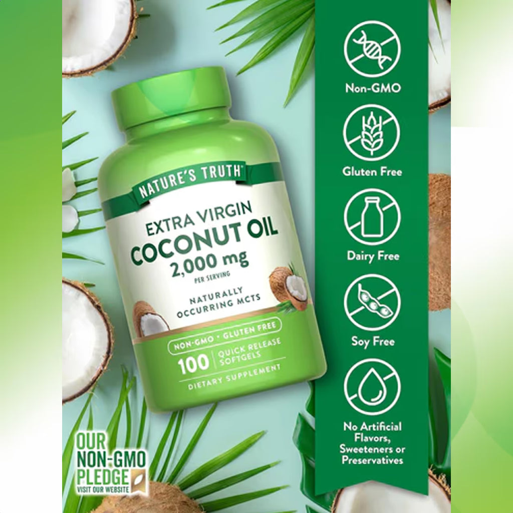 Coconut Oil 2000 mg 100 Softgels