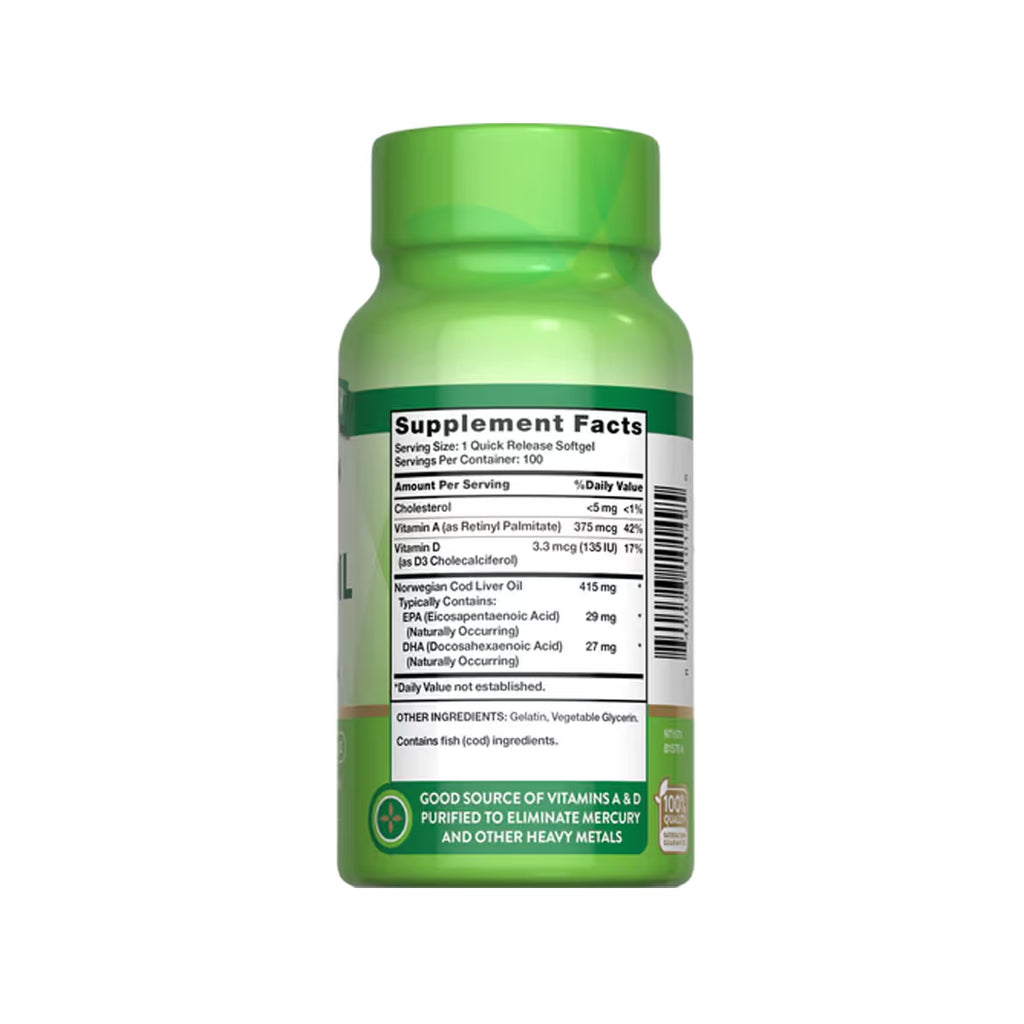 Cod Liver Oil with EPA & DHA 415 mg 100 Softgels