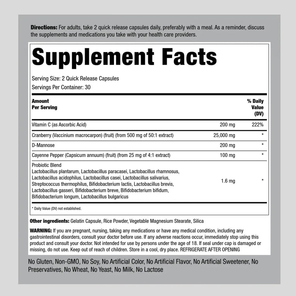 Cranberry Urinary Tract Complex 60 Capsules