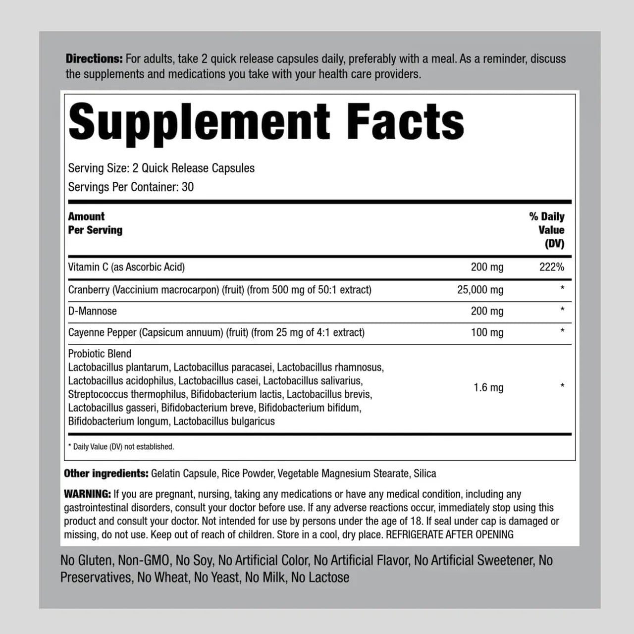 Cranberry Urinary Tract Complex 60 Capsules