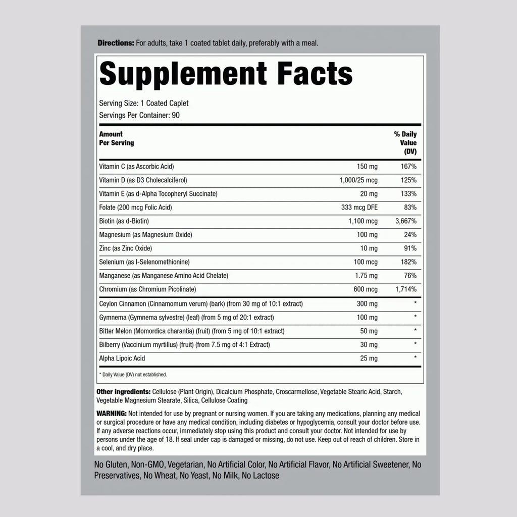 Diabetic Health Formula 90 Coated Caplets