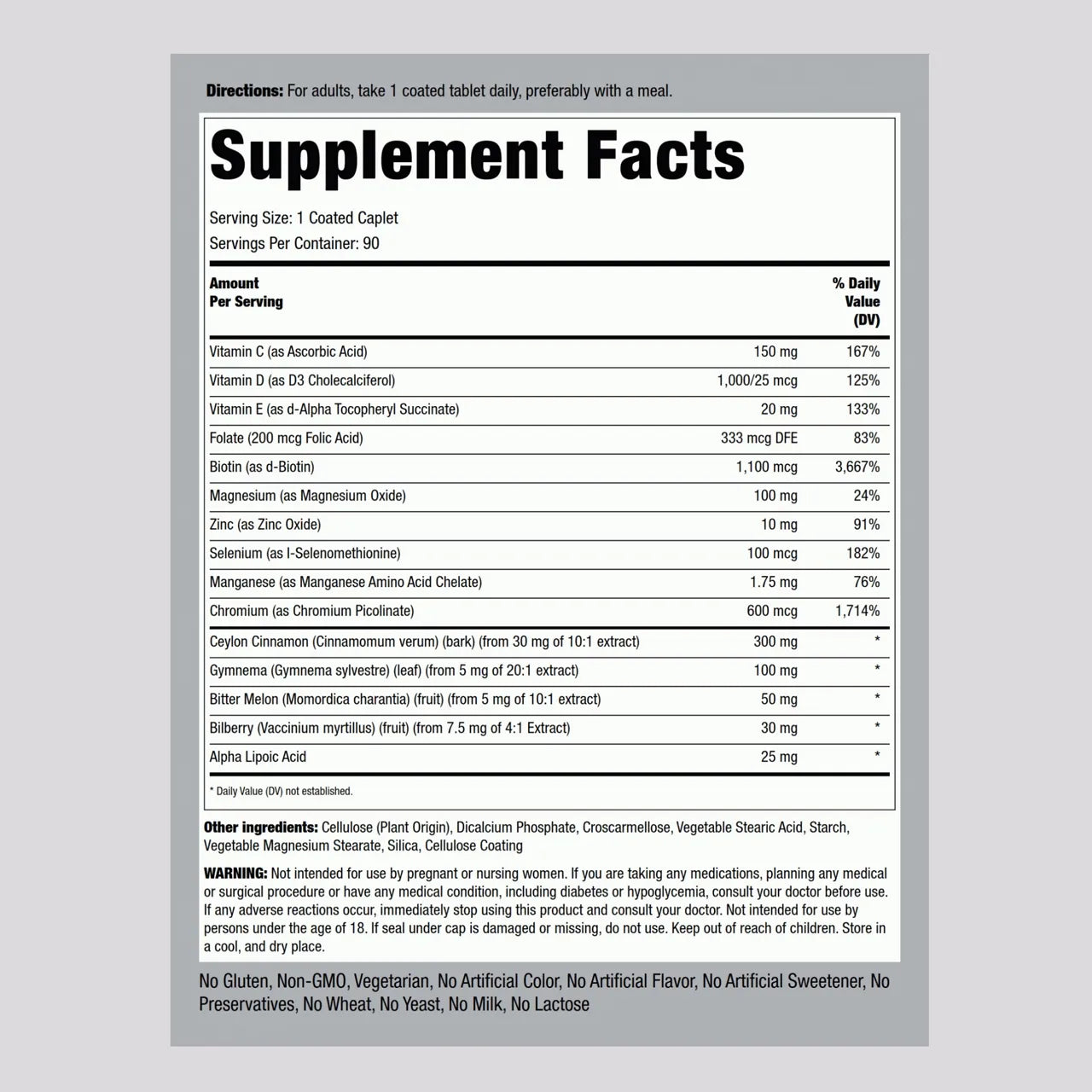 Diabetic Health Formula 90 Coated Caplets