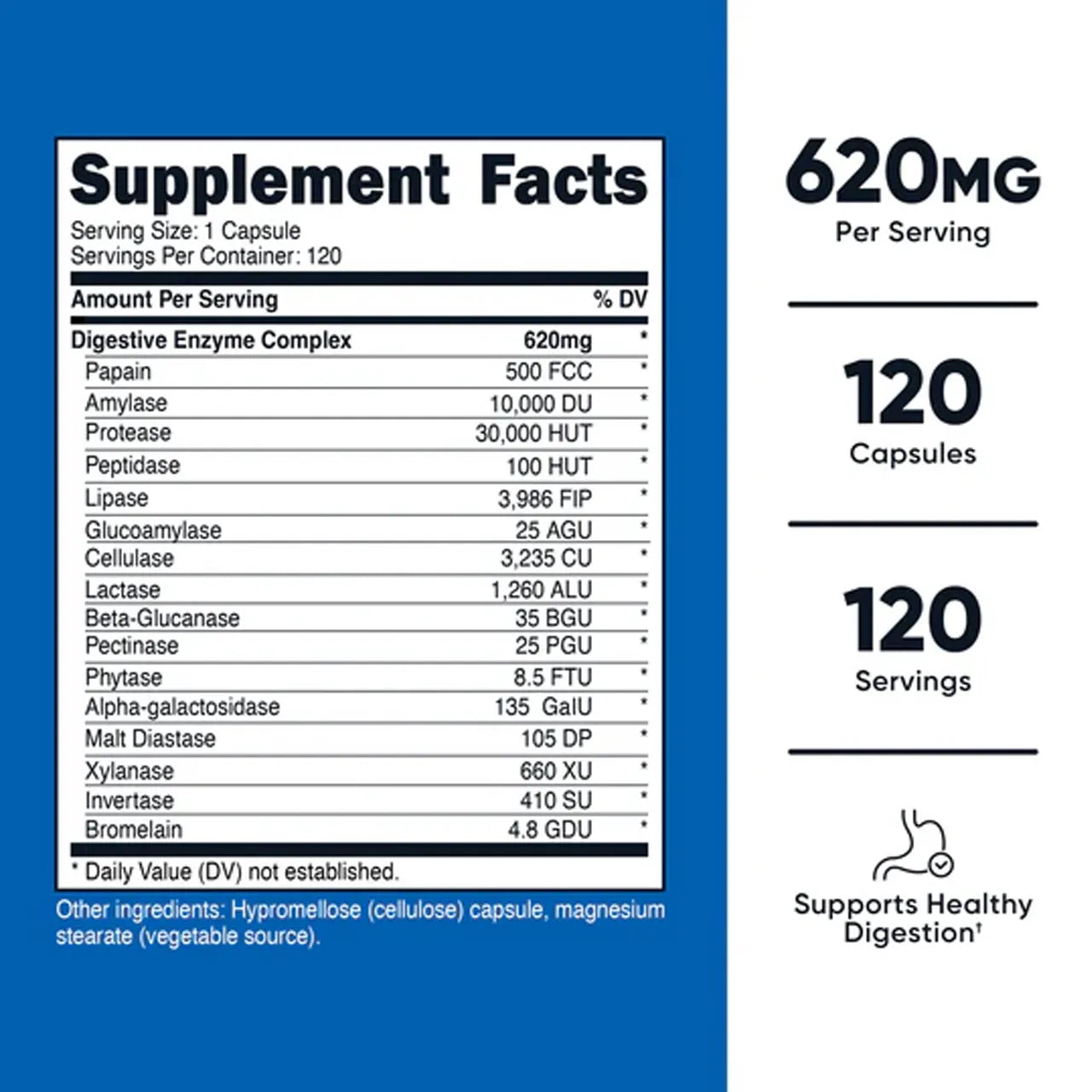 Digestive Enzyme Complex 620 mg 120 Capsules