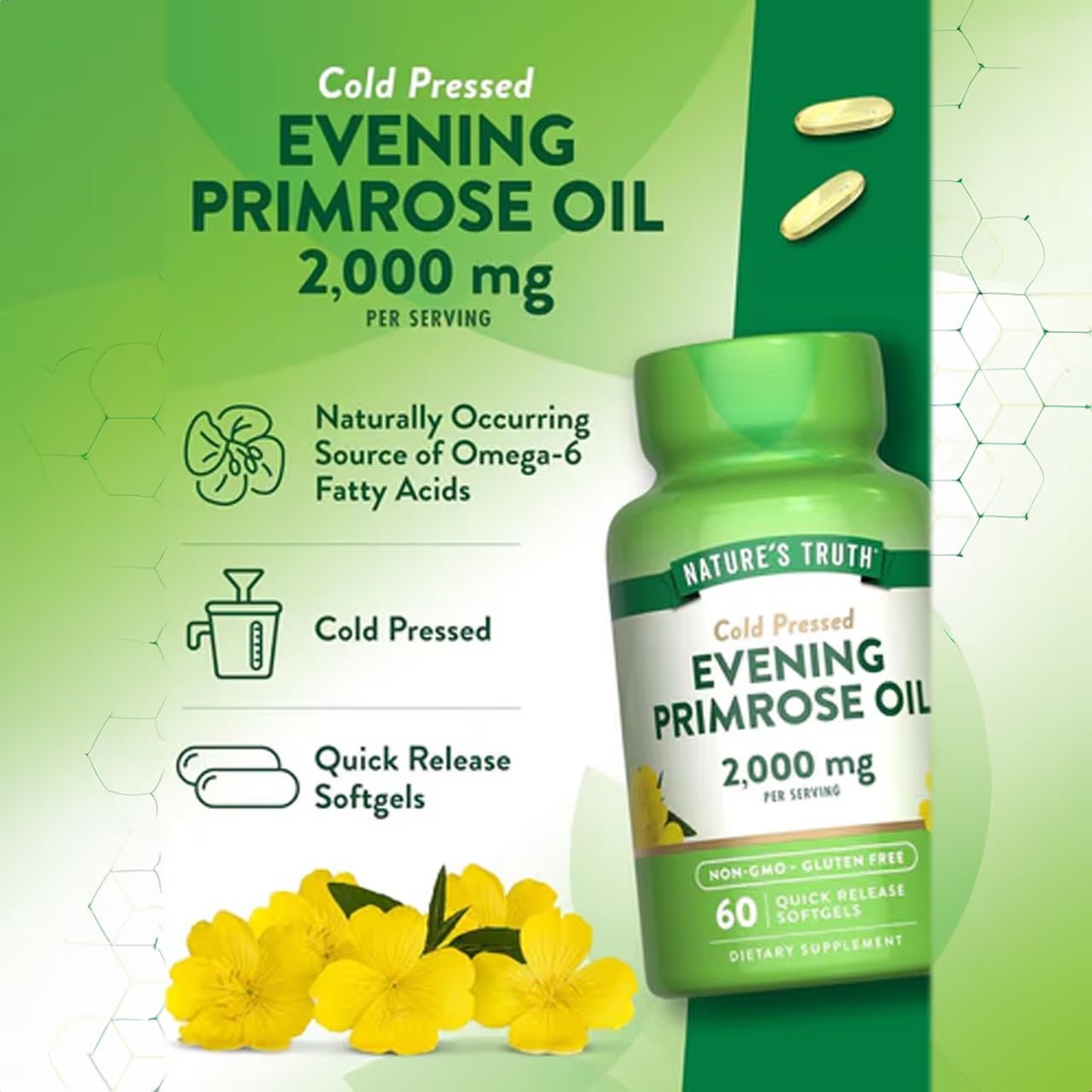 Evening Primrose Oil 2000 mg 60 Softgels