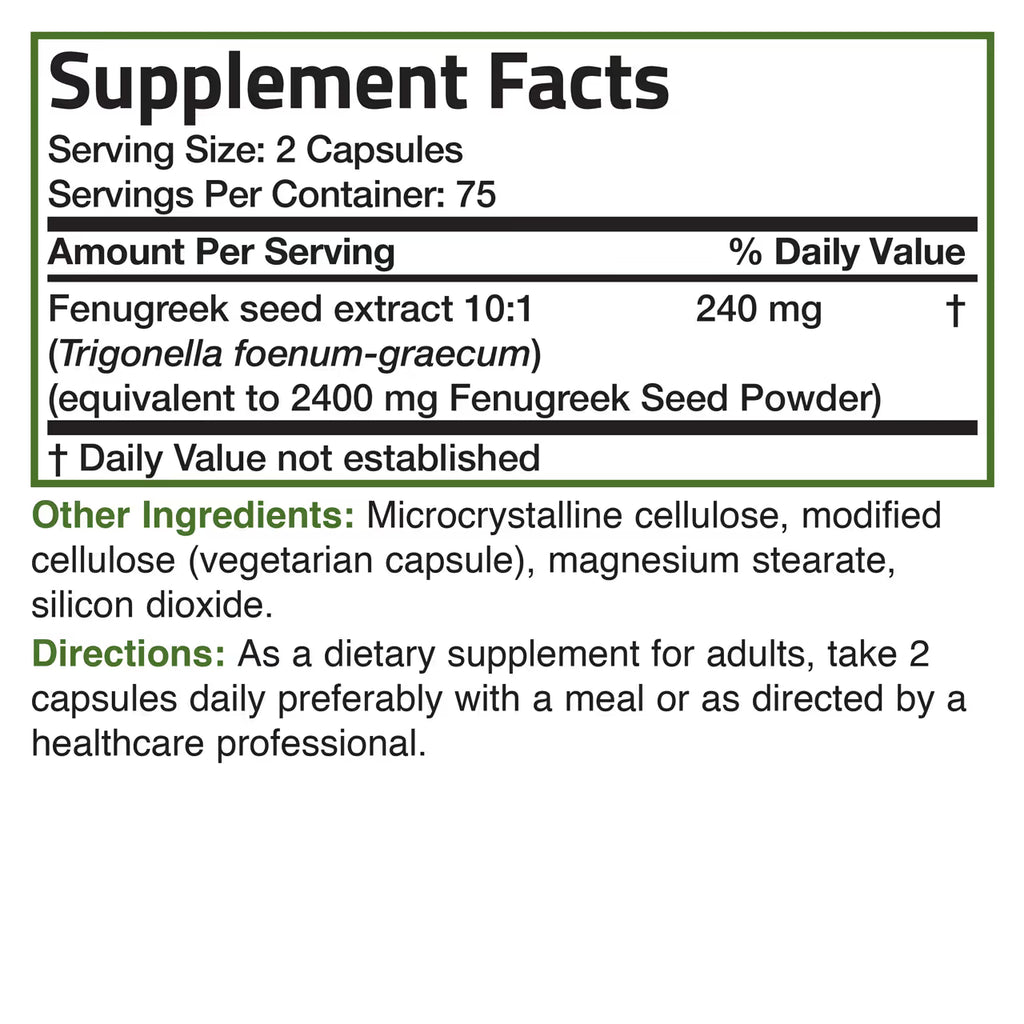 Fenugreek Extra Strength 2400 Mg 150 Capsules