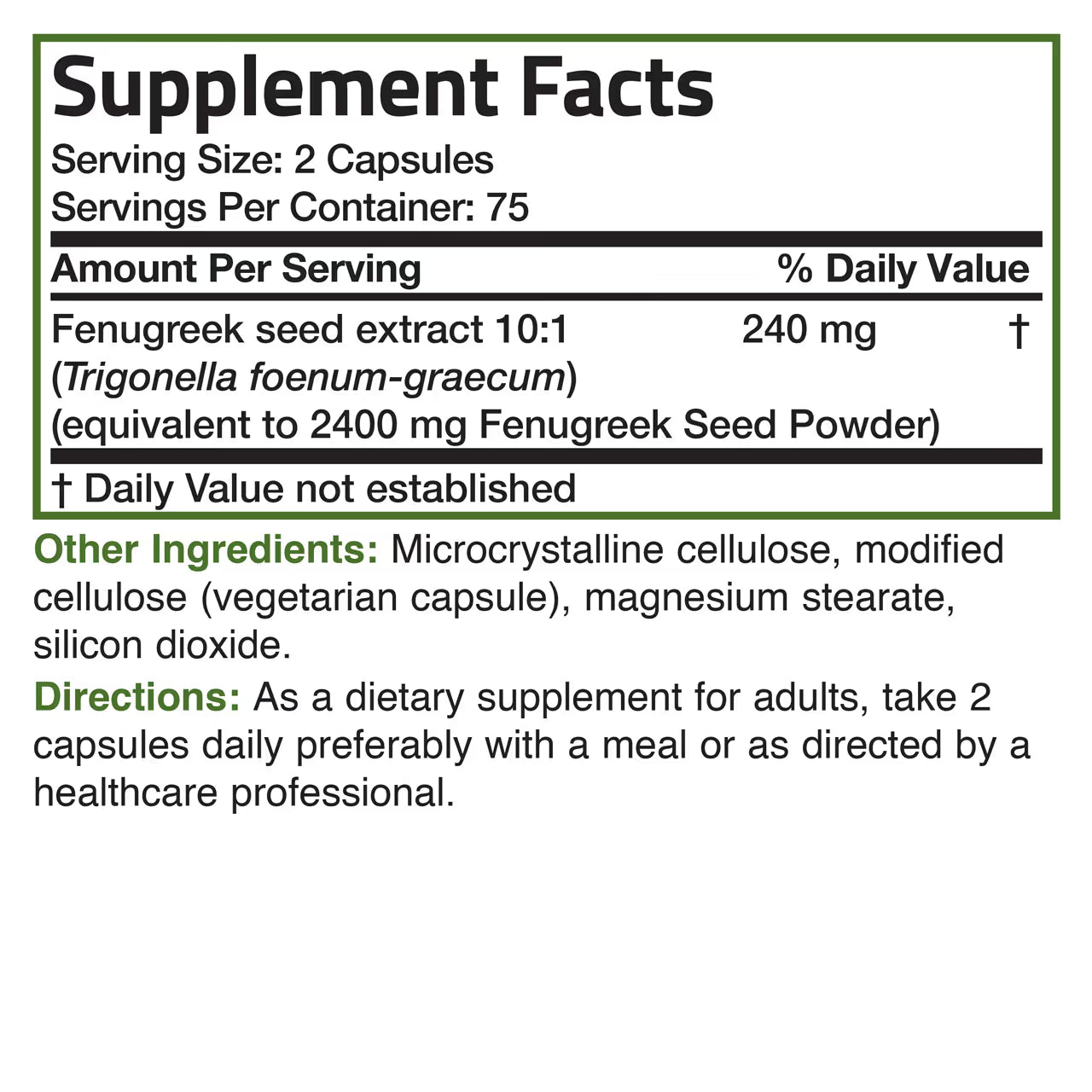 Fenugreek Extra Strength 2400 Mg 150 Capsules