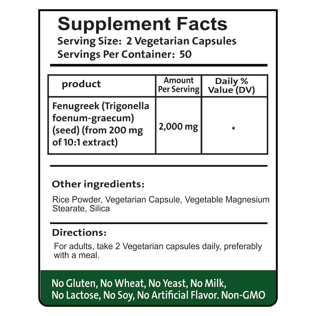 Fenugreek 2000 mg 100 Capsules