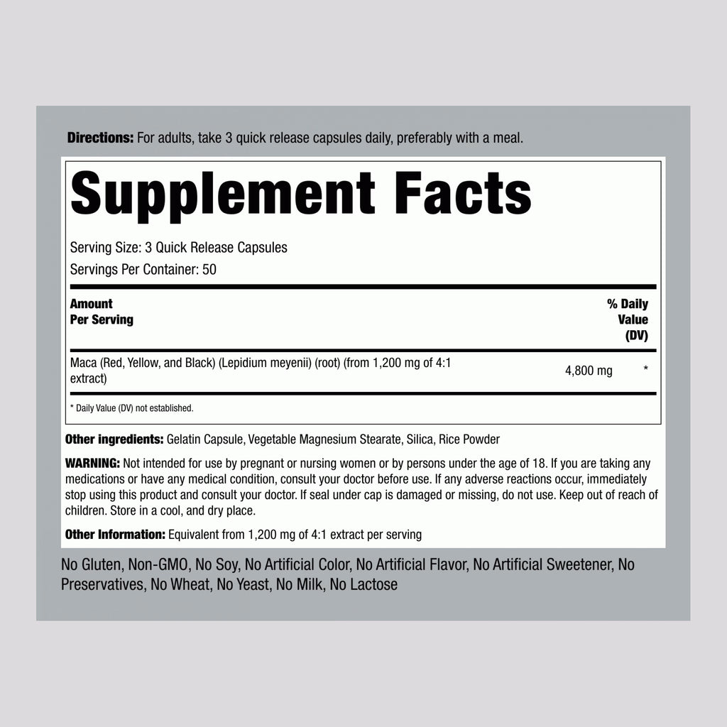Maca 4800 mg 150 Capsules