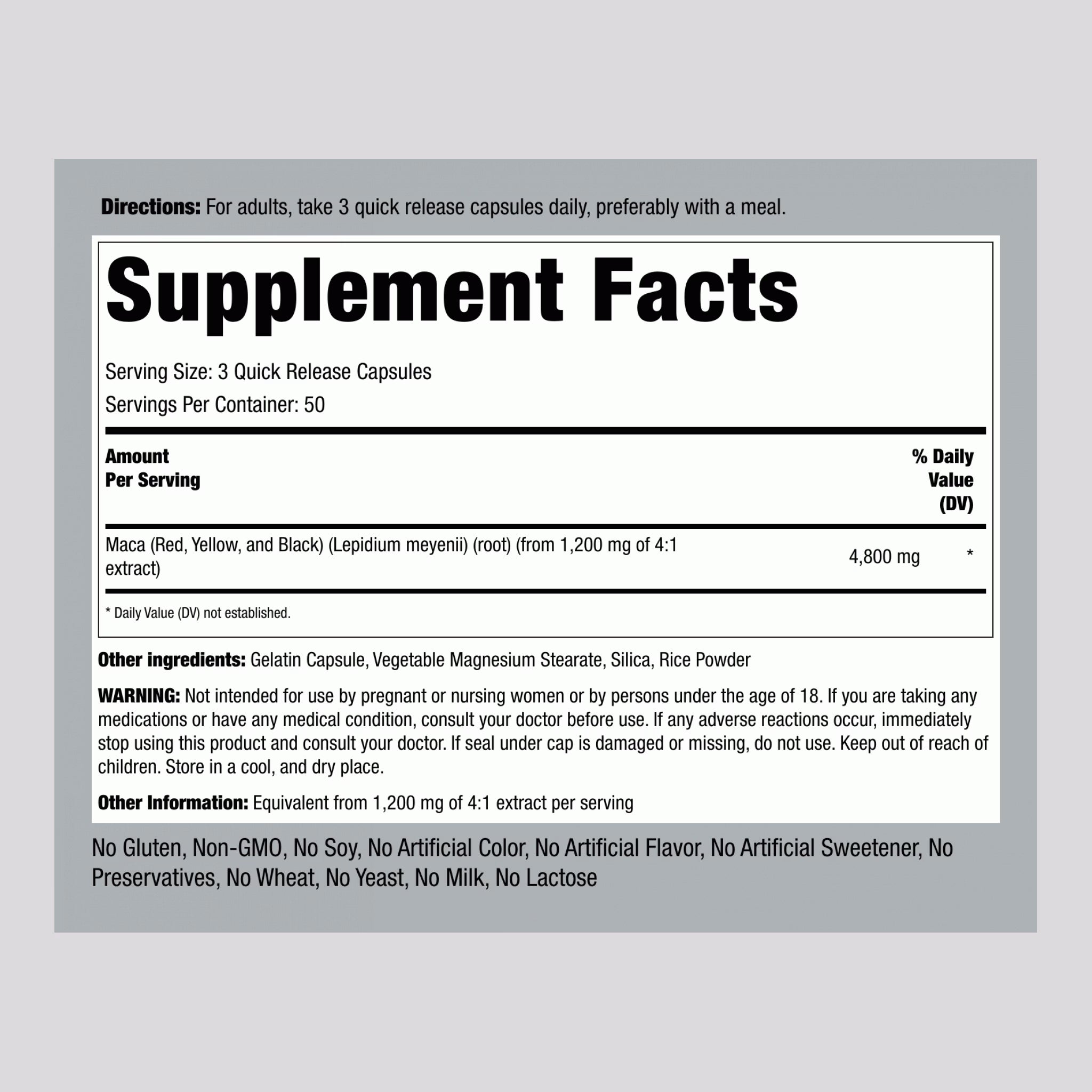 Maca 4800 mg 150 Capsules