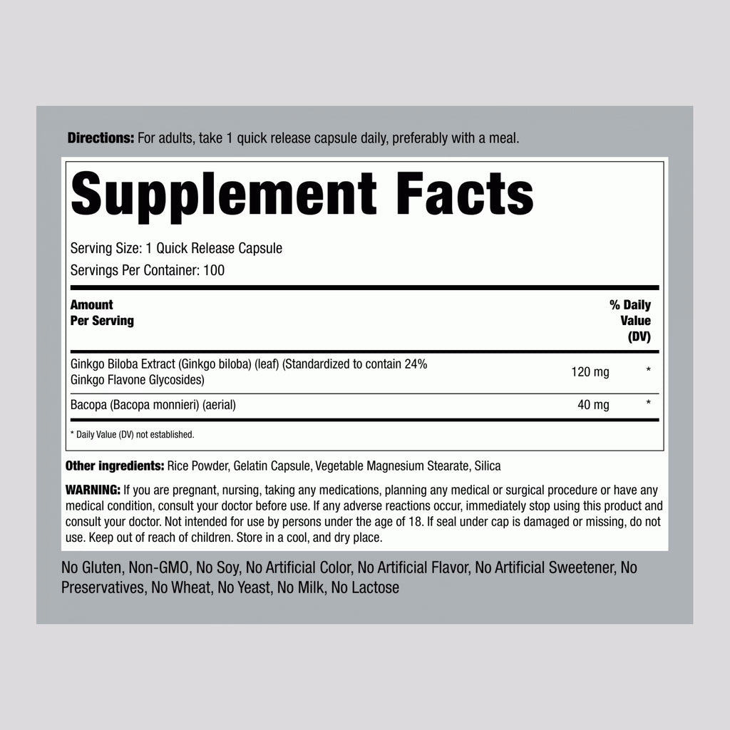 Ginkgo Biloba 120 mg 200 Capsules